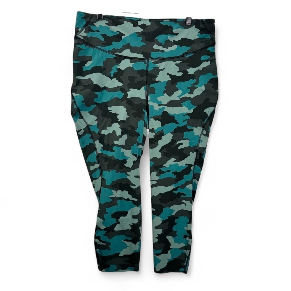 Lululemon Base Pace HR Cropped Running Tights Women's 16 Tidewater Teal Camo